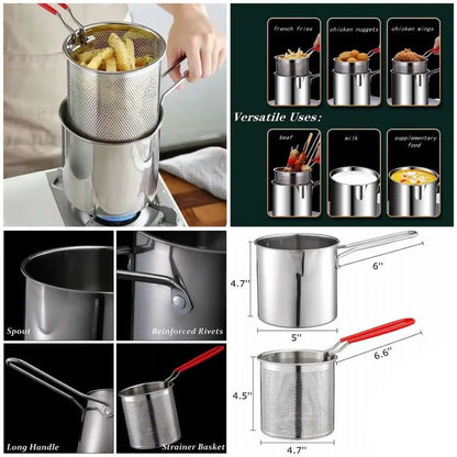 Stainless Steel Deep Fryer Pot With Stainer