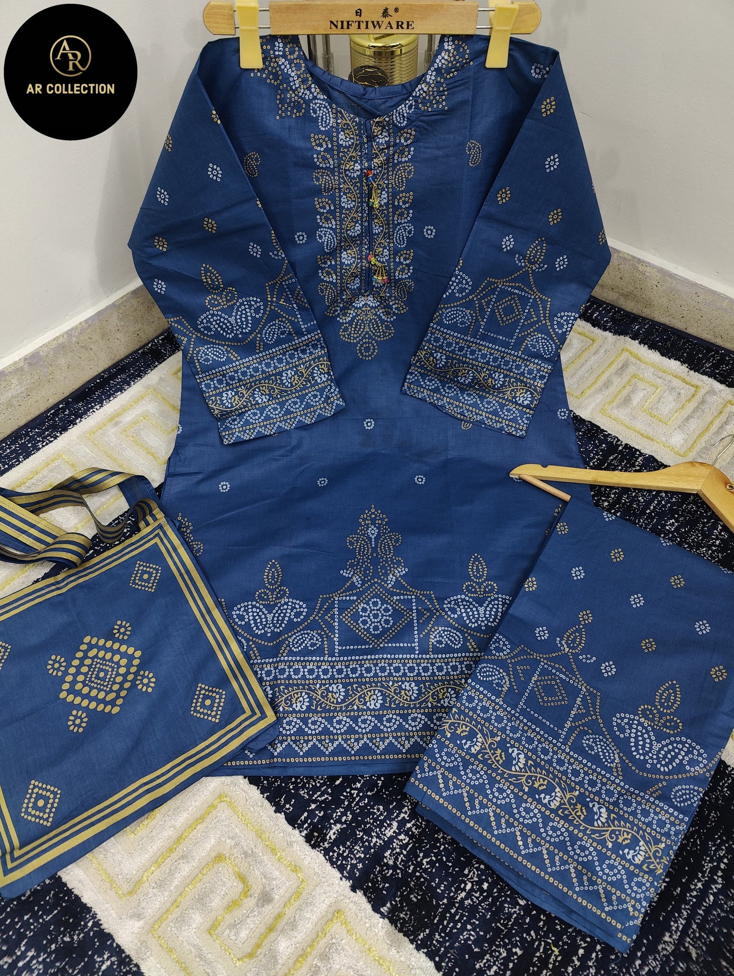 Lilen Stitched Block Print 2 PC With Free Stylish Bag