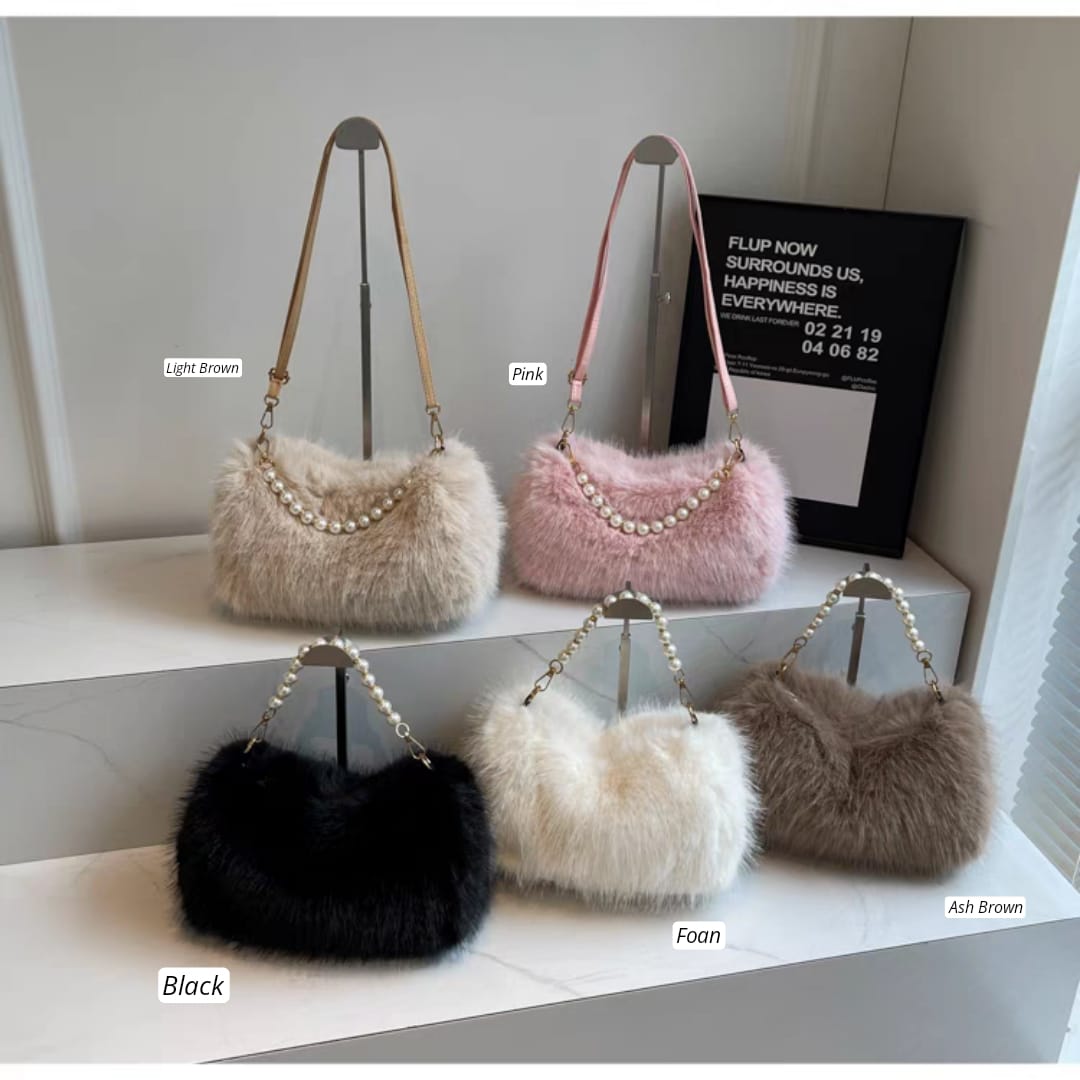 Fluffy Furr Duffle Style Cross body Large Bags