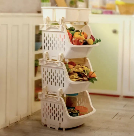 Plastic 3 Three-tier Kitchen Rack With Storage Box