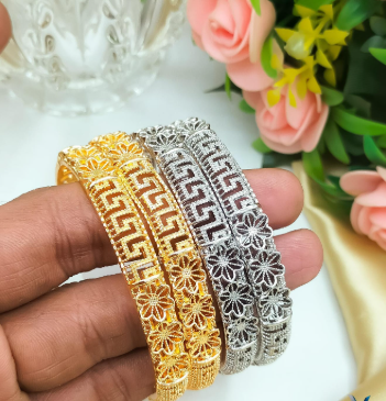 Fancy Gold Plated Bangle Set 2 PCs