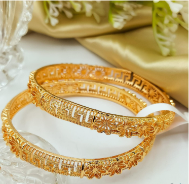 Fancy Gold Plated Bangle Set 2 PCs