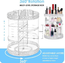 Diamond Shape Jewelry Organizer 12inch Large 360 Rotating