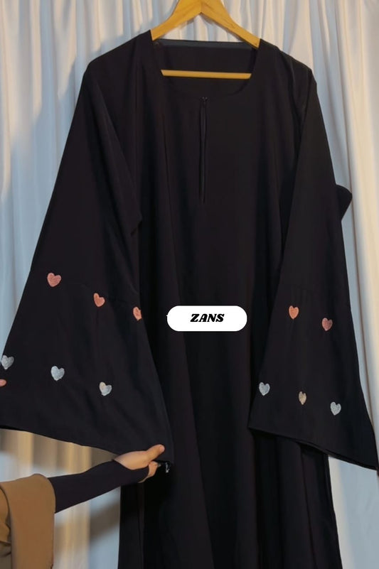 Embroidered Heart Abaya