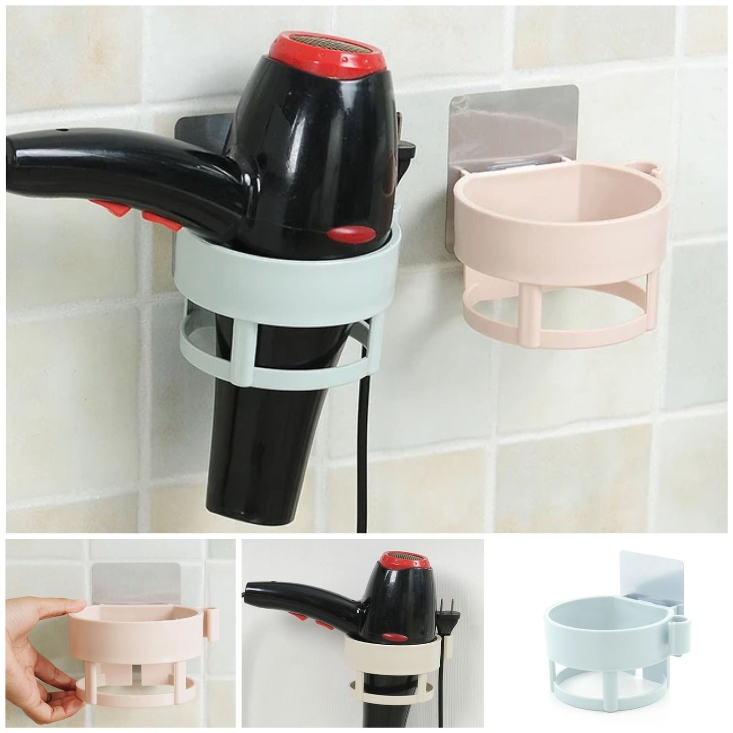 Self Adhesive Wall Mounted Hair Dryer Holder