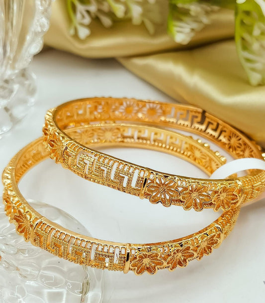 Fancy Gold Plated Bangle Set (2 pcs)