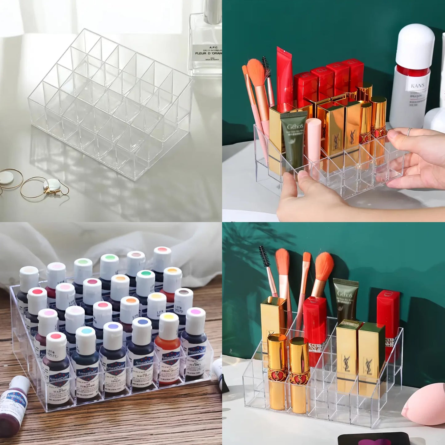 Lipstick Organizer - 24-Slot Clear Makeup Holder