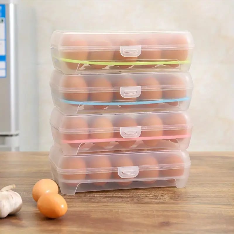 Plastic 15 Grid Eggs Refrigerator Storage Box