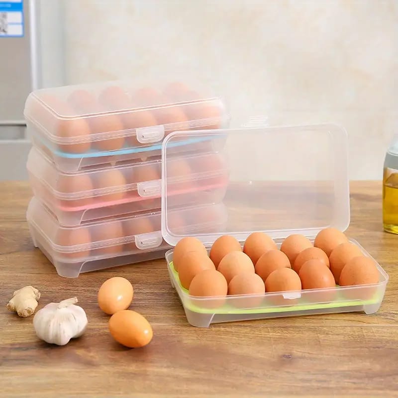 Plastic 15 Grid Eggs Refrigerator Storage Box