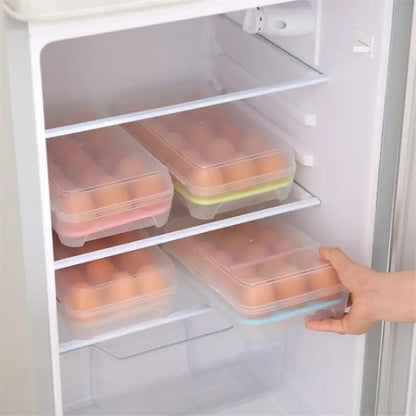 Plastic 15 Grid Eggs Refrigerator Storage Box