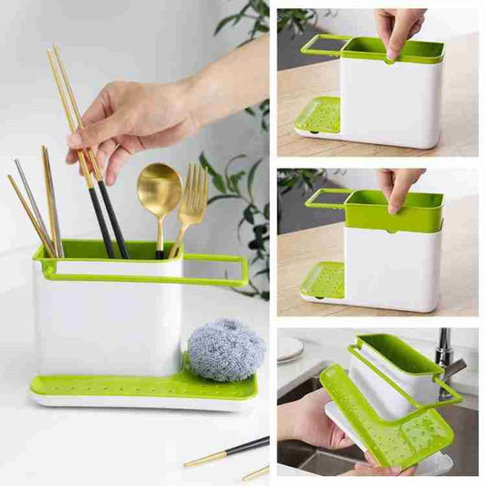 3-in-1 Stand for Kitchen Sink Organizer Dispenser Liquid