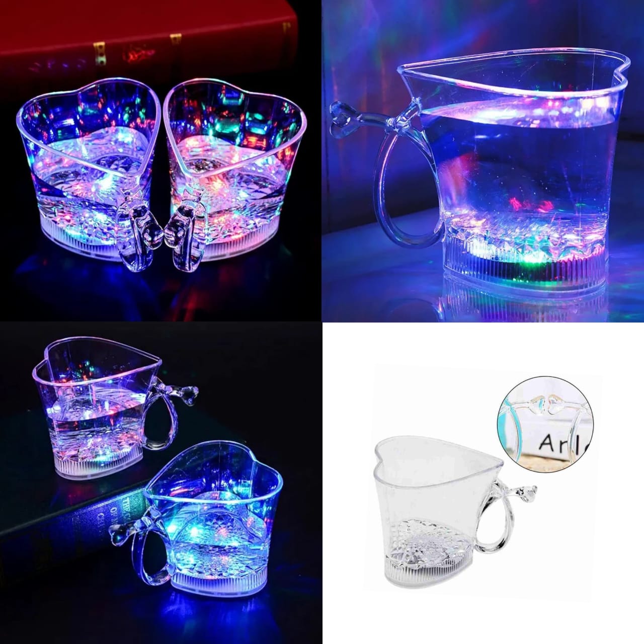 Heart Shape Mug Rainbow Color Disco Led