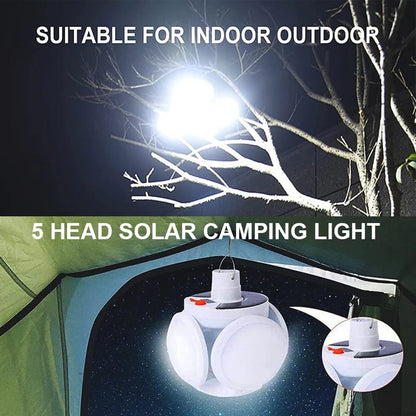 Solar LED Camping Light USB Rechargeable Bulb For Outdoor Tent Lamp